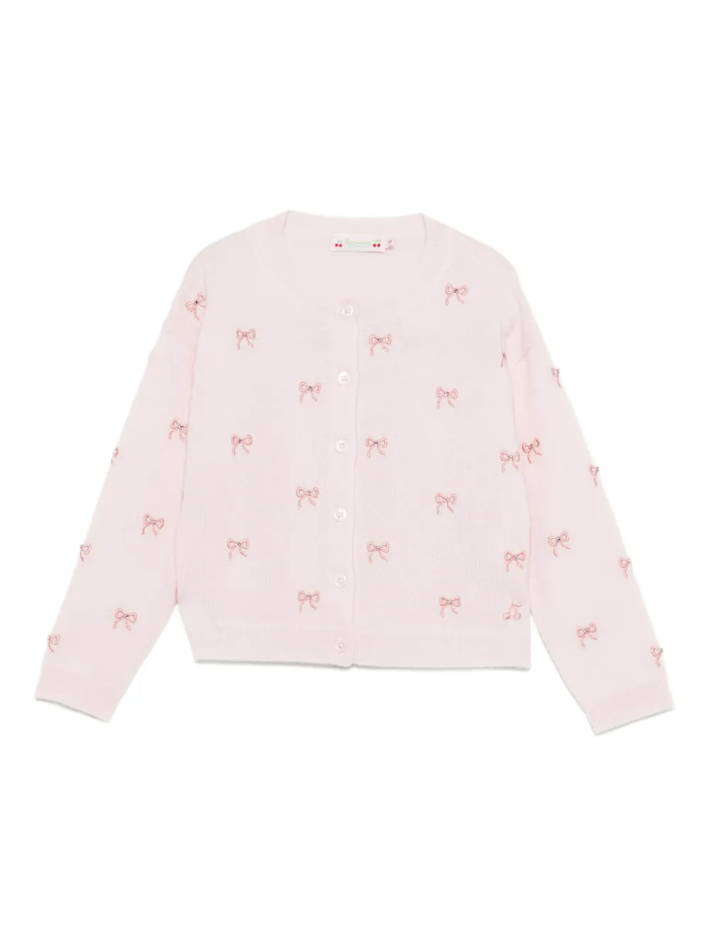 Bonpoint bow-embellished cardigan Roze