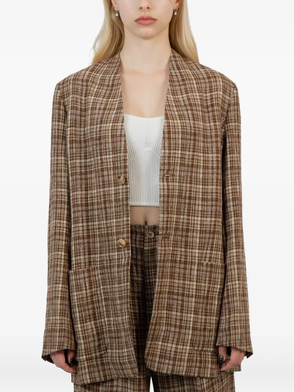 Auralee Checked Coat In Multi