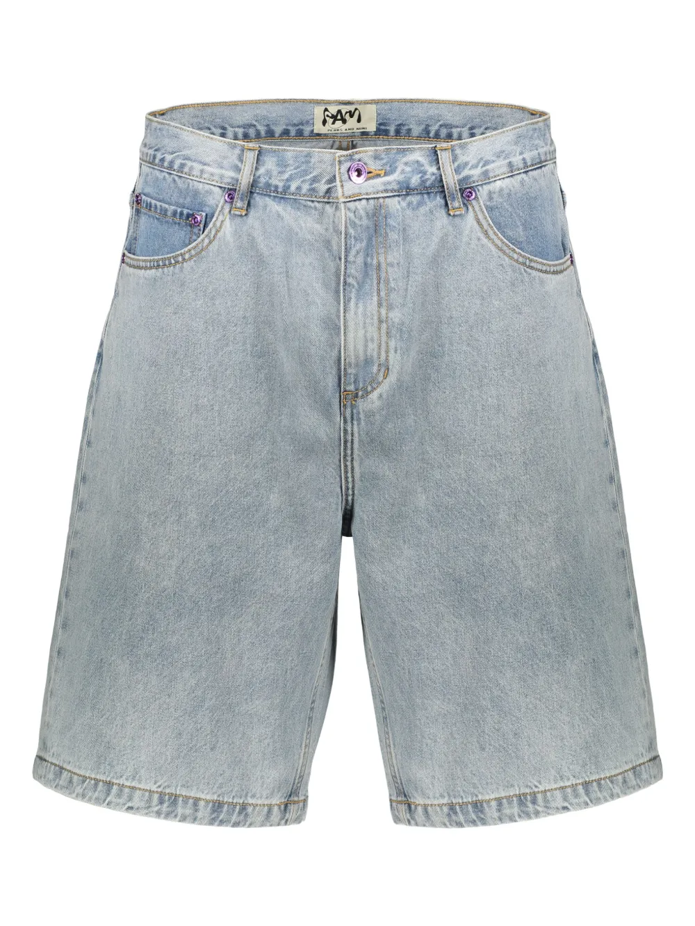 Perks And Mini Contrast-stitching Denim Shorts In Blue