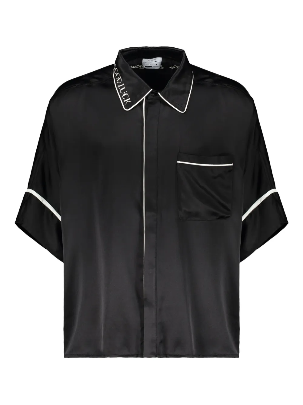 MR. SATURDAY embroidered silk shirt | Black | Image 1