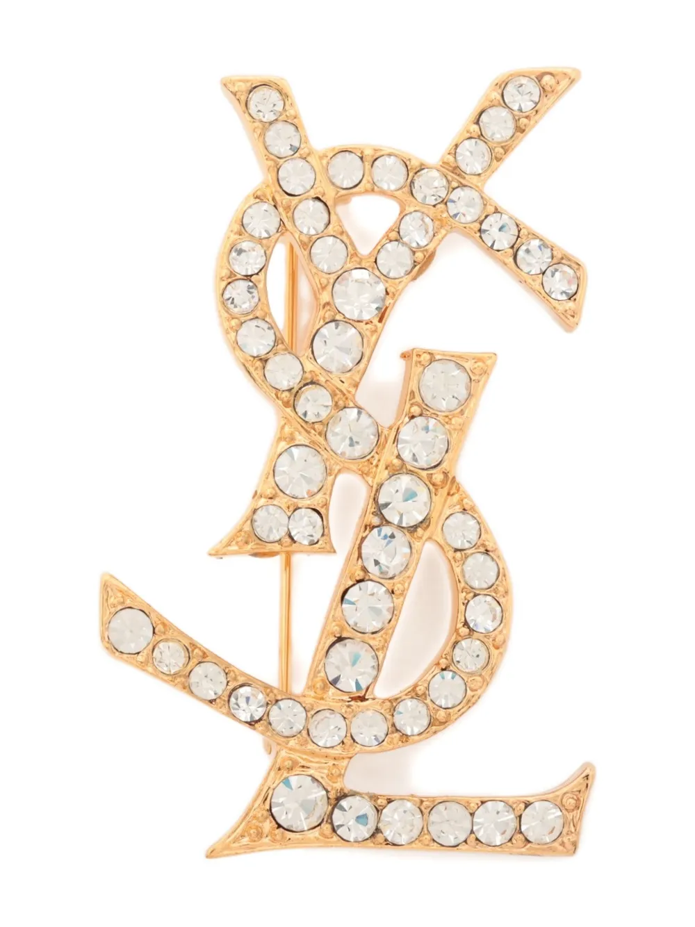 Saint Laurent Pre-Owned Cassandre crystal-embellished brooch - Oro