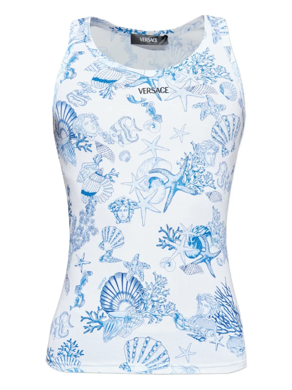 Versace sea life-print tank top Wit