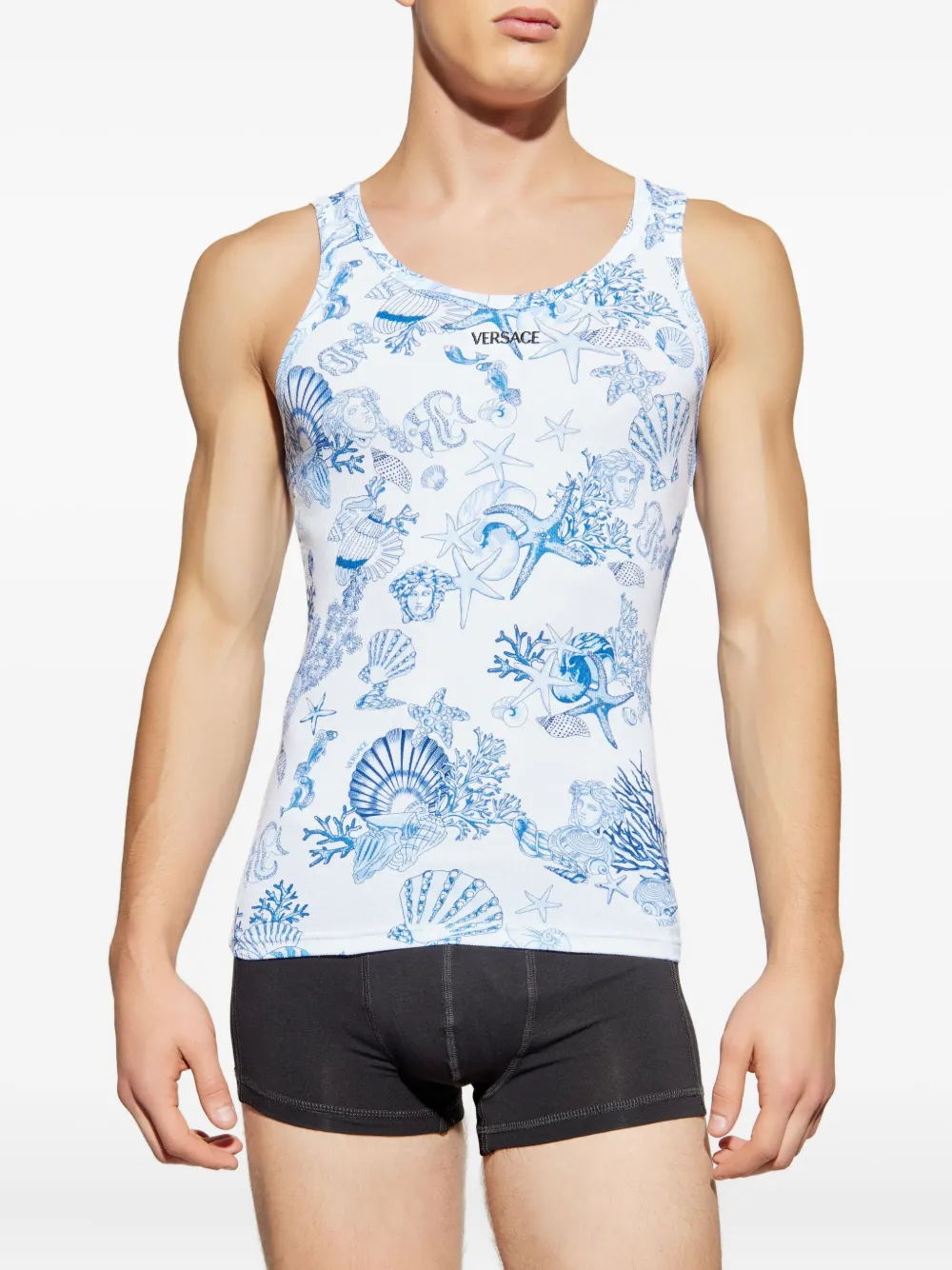 Versace sea life-print tank top Wit