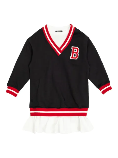 Balmain Kids V-neck ruffled dress