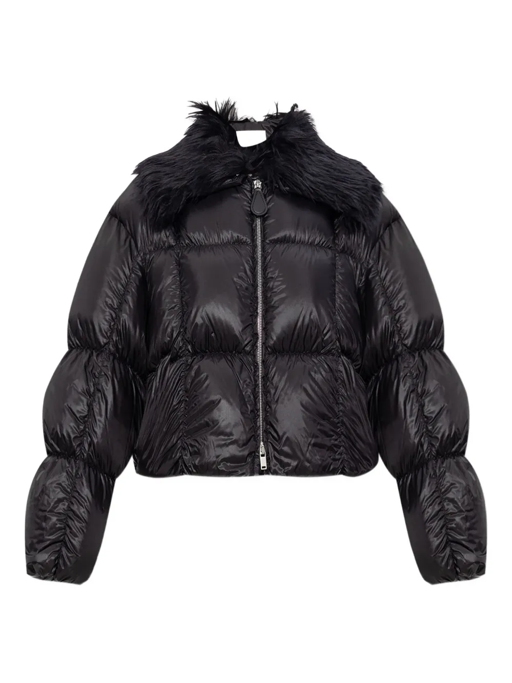 Jil Sander Gewatteerd jack met kraag van imitatiebont Zwart