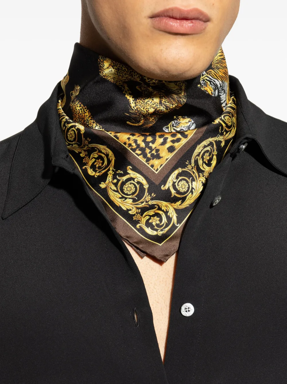 Versace Barocco zijden sjaal Bruin