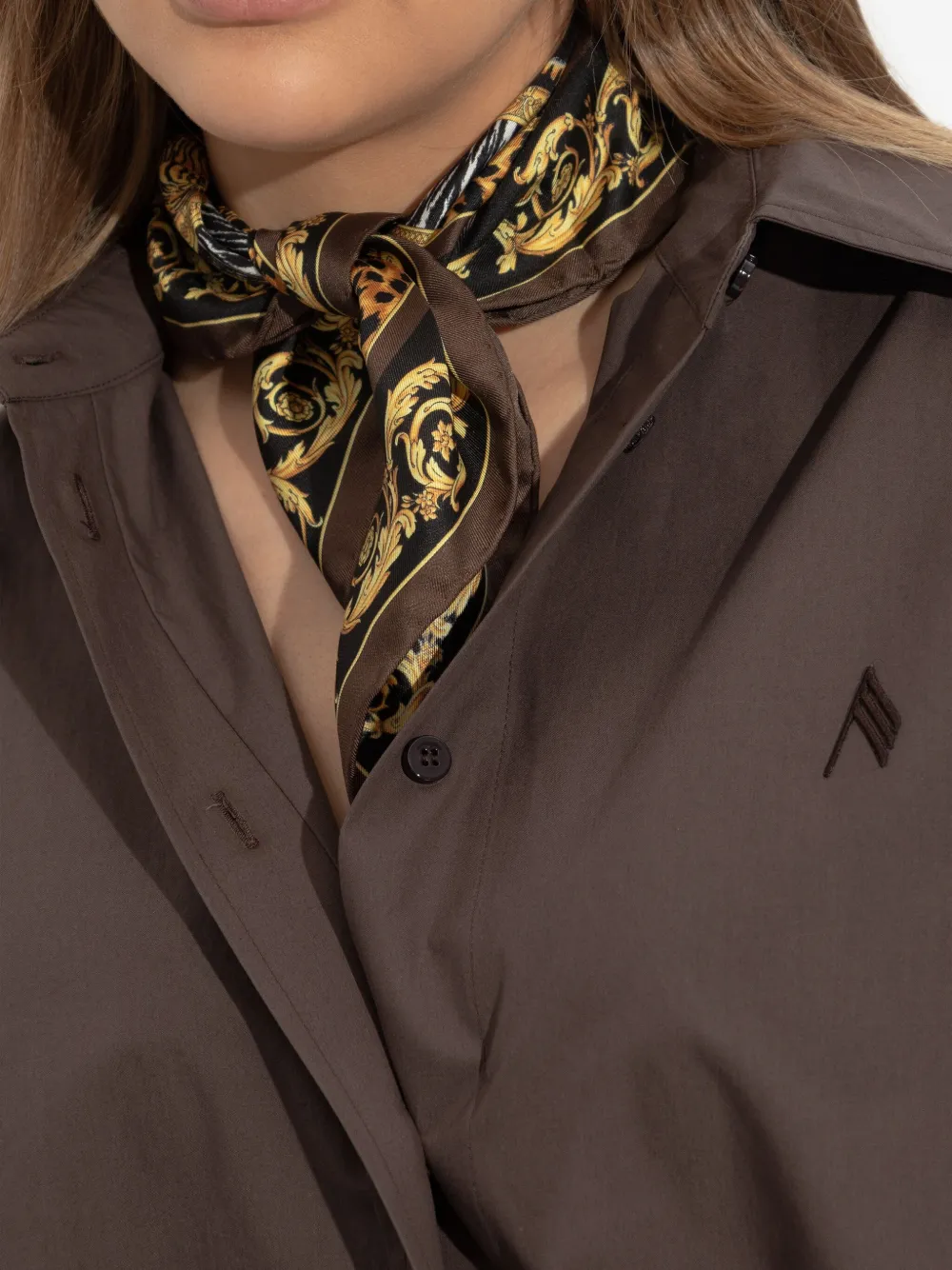 Versace Barocco zijden sjaal Bruin