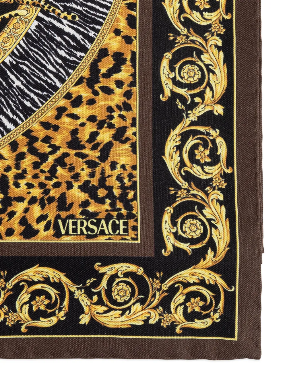 Versace Barocco zijden sjaal Bruin