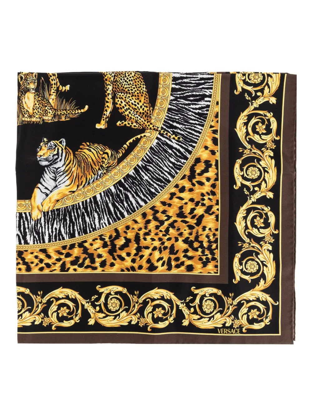 Versace Tiger-print Silk Scarf