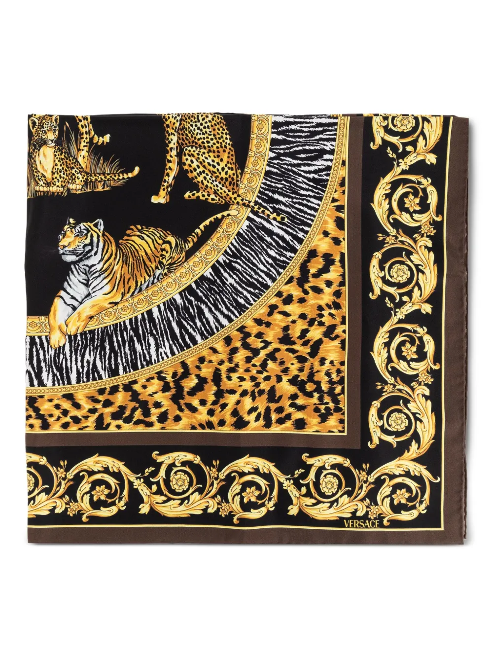 Versace Sjaal met tijgerprint Bruin