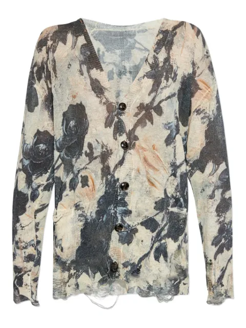 R13 floral-print frayed cardigan