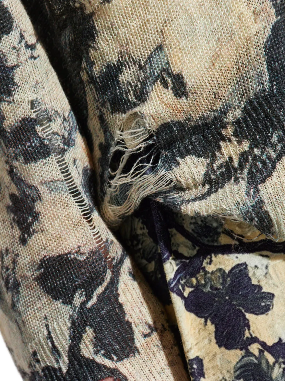 R13 Vest met bloemenprint en franje BLACK AND CREAM