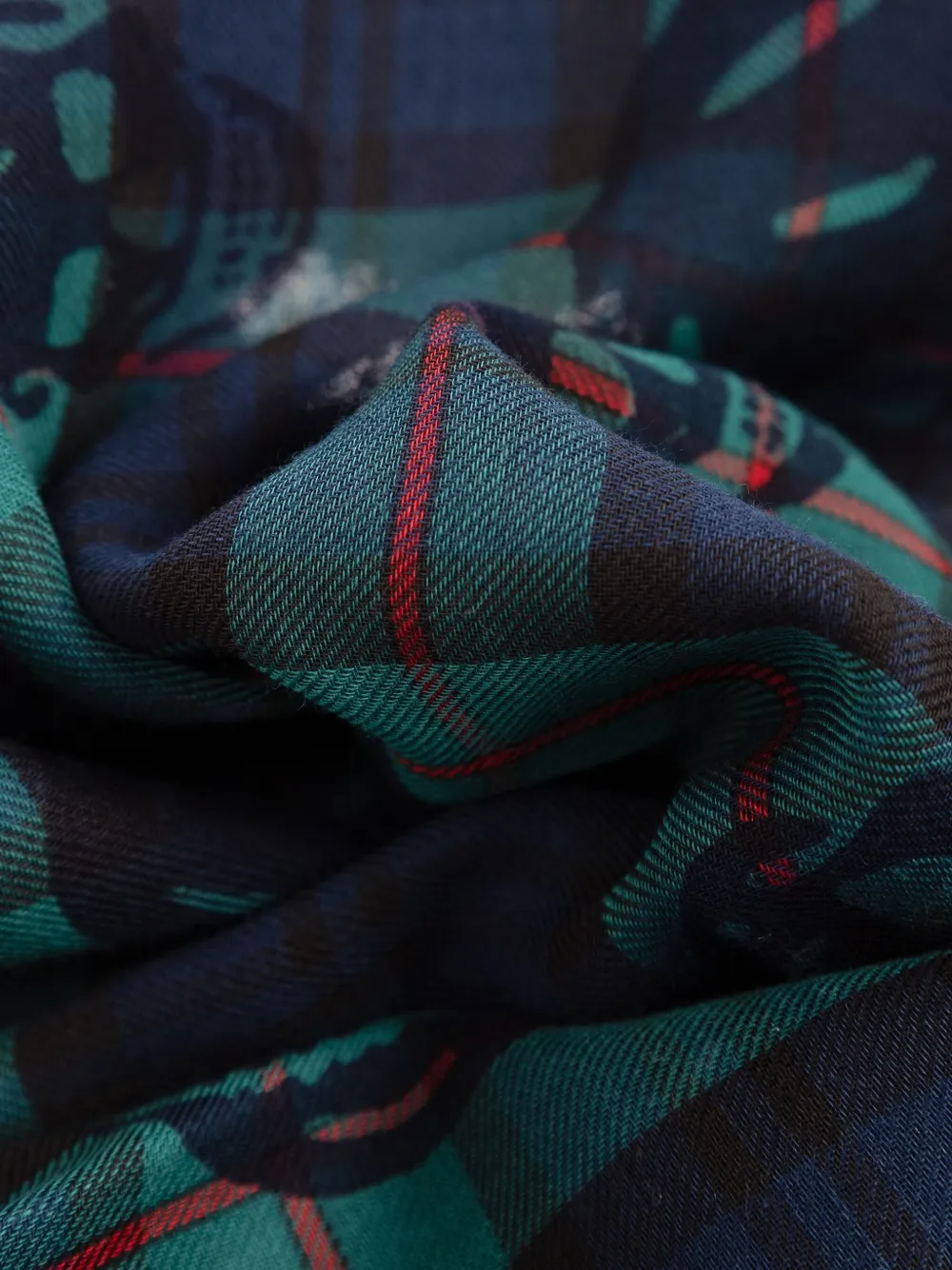Alexander McQueen skull-print plaid scarf Groen