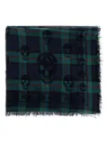 Alexander McQueen skull-print plaid scarf - Green