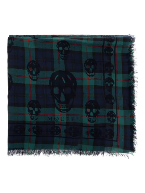 Alexander McQueen skull-print plaid scarf