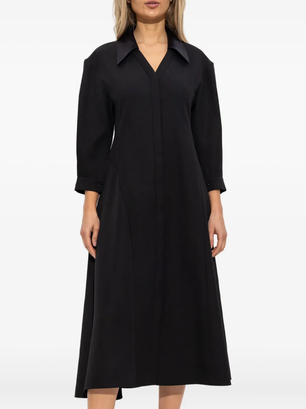 Jil Sander Midi-jurk met lange mouwen 001 BLACK