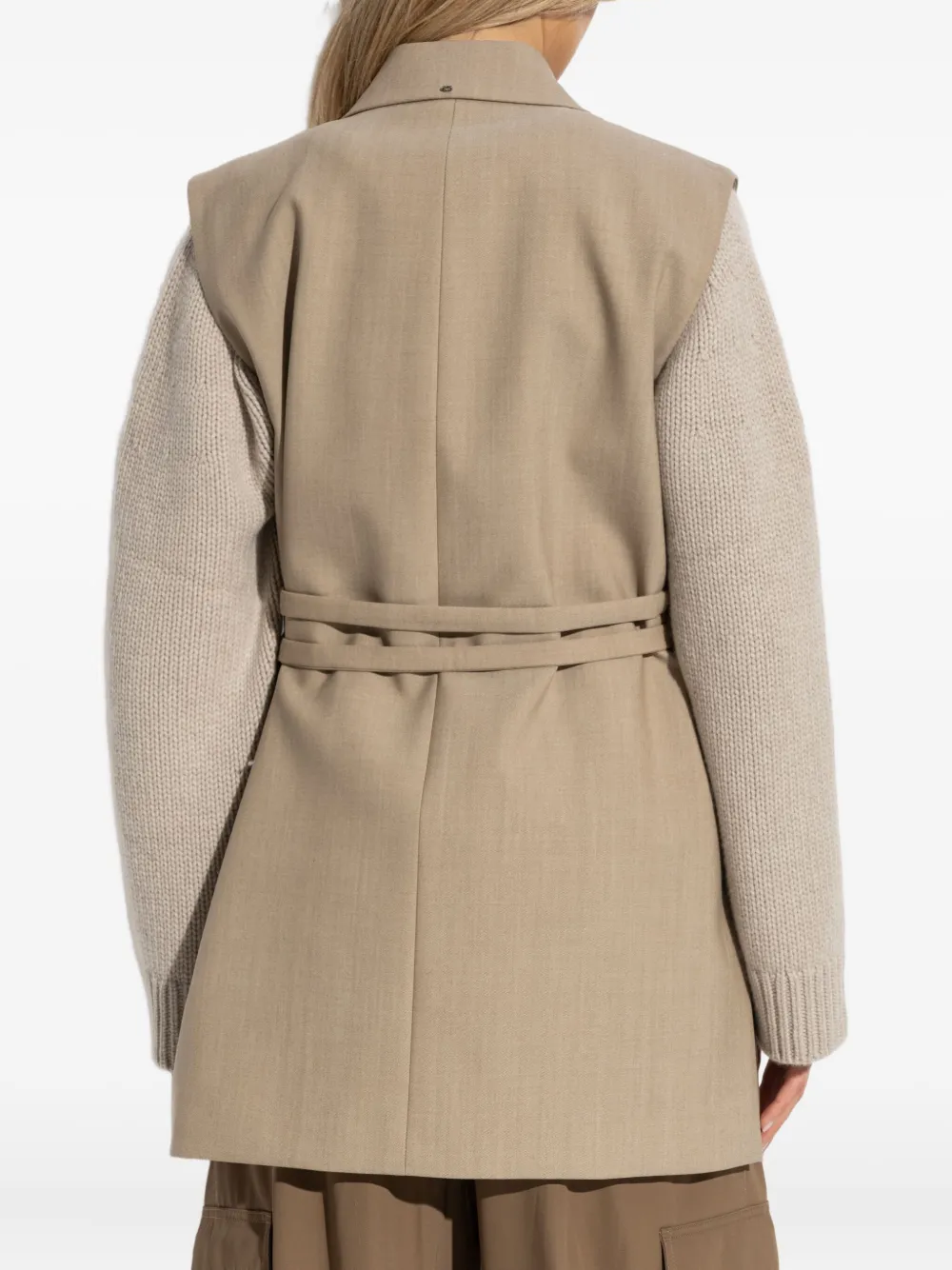 Sportmax Wollen gilet met riem Beige