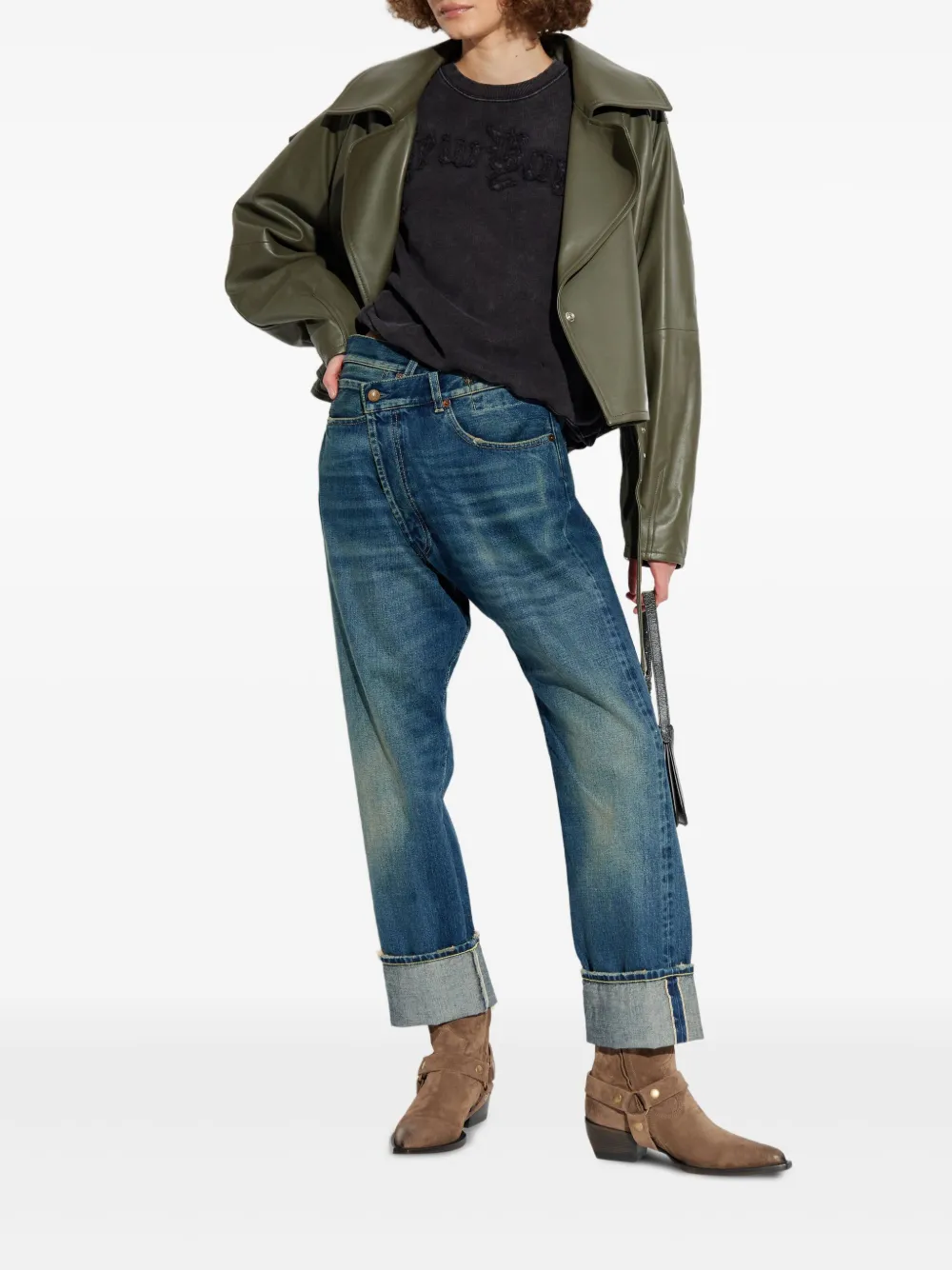 R13 cross-waistband jeans Blauw