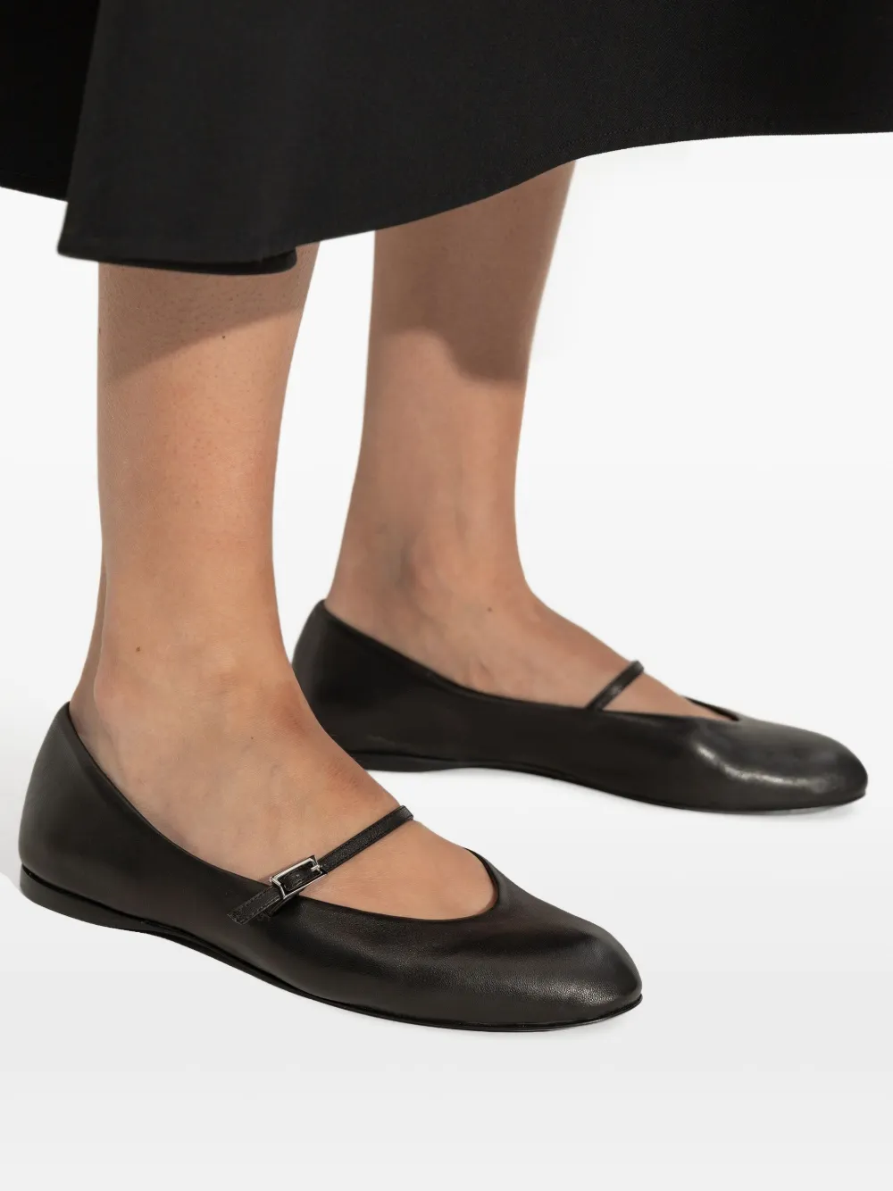 Max Mara Leren ballerina's 005 BLACK