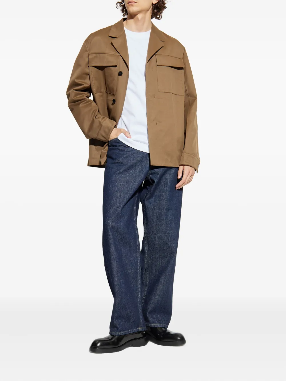 Jil Sander flap-pocket cotton jacket Bruin
