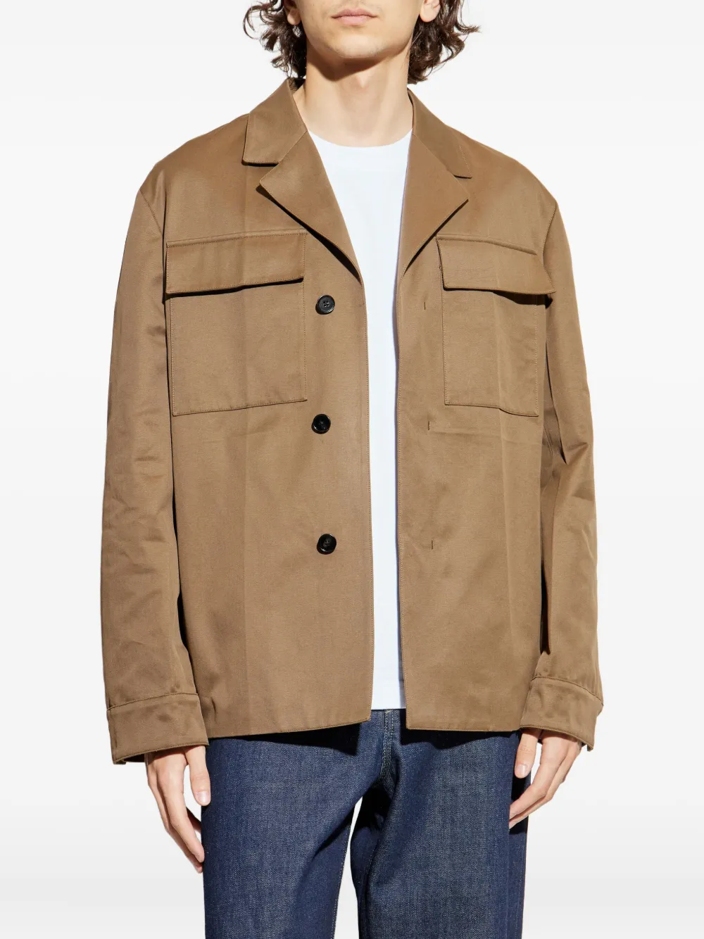 Jil Sander flap-pocket cotton jacket Bruin