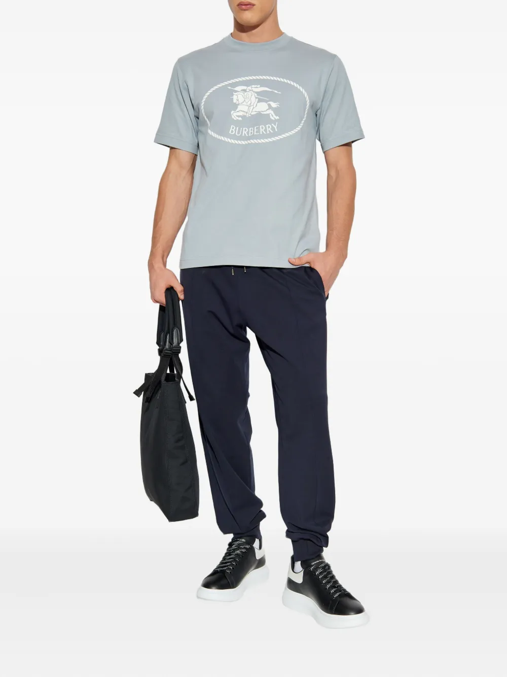 Burberry oval-logo cotton T-shirt Blauw