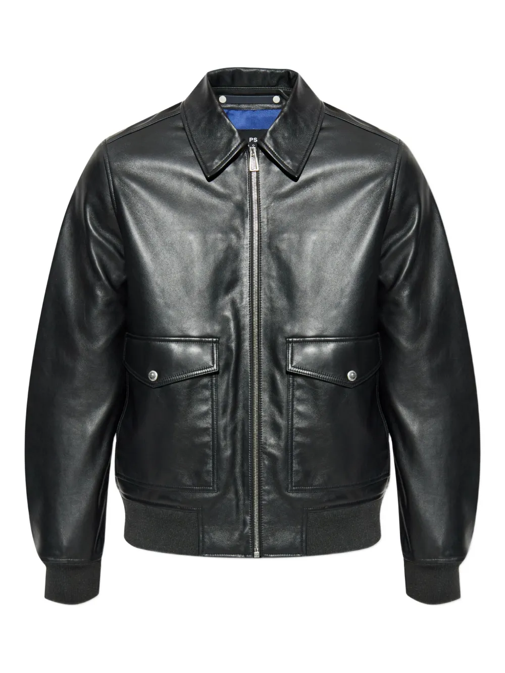 PS Paul Smith flap-pocket zip-front leather jacket Zwart