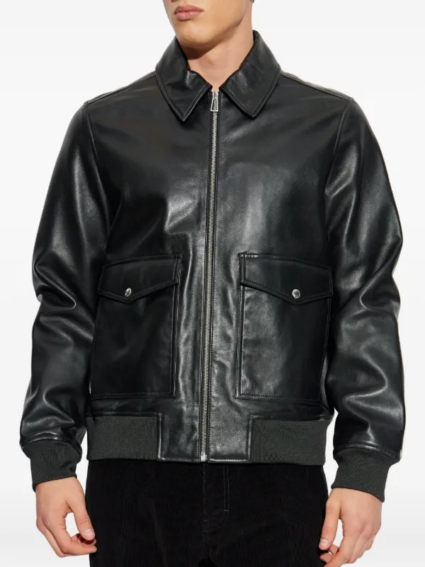 PS Paul Smith flap-pocket zip-front Leather Jacket | Black