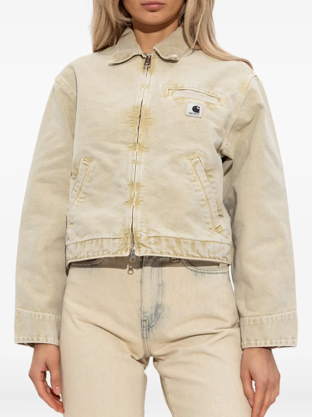 Carhartt WIP Emery denim jack van biologisch katoen met rits Beige