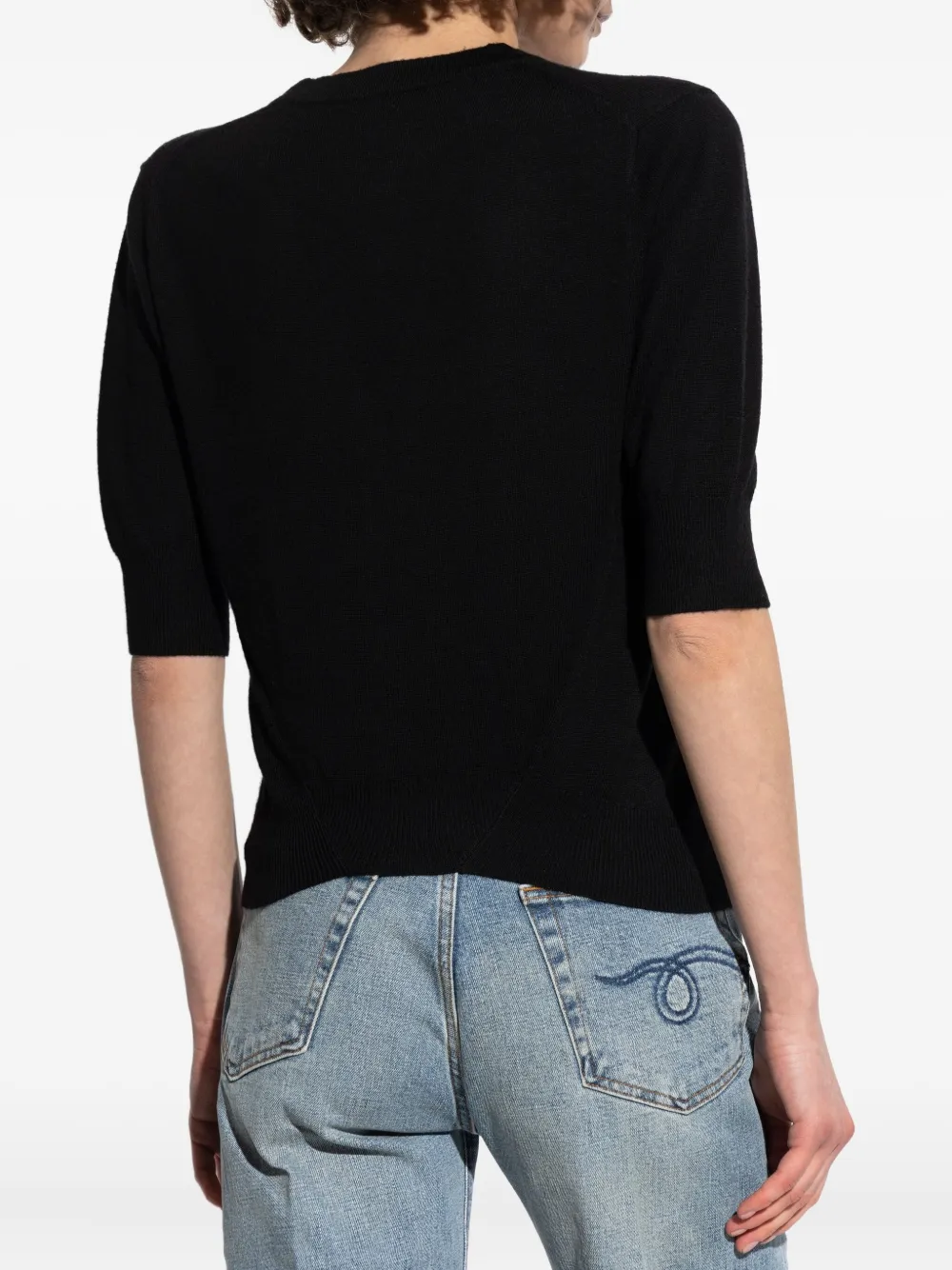 R13 puff-sleeve button cardigan Zwart