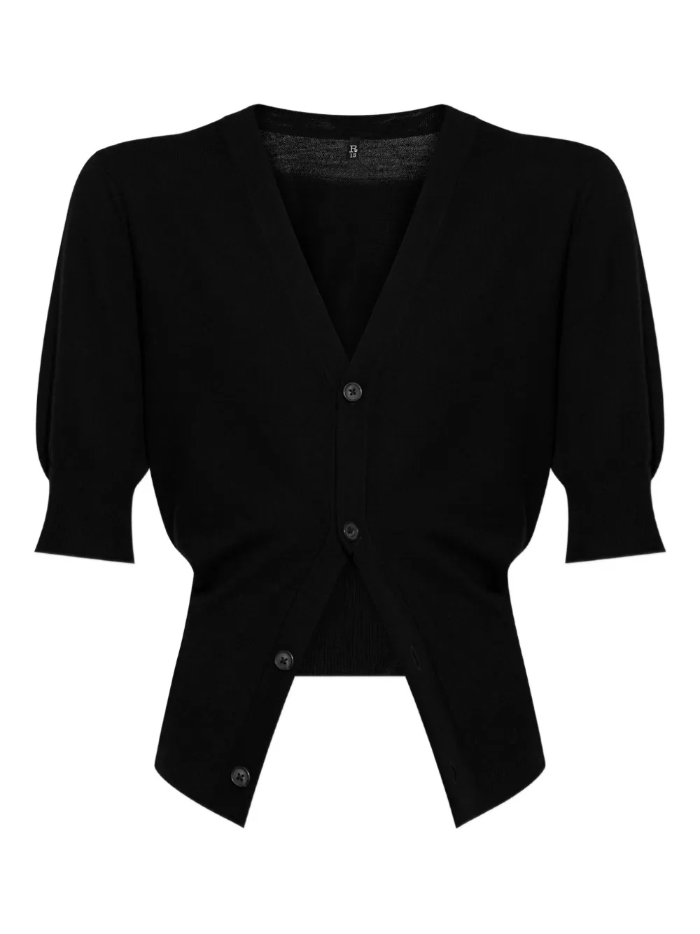 R13 puff-sleeve button cardigan Zwart
