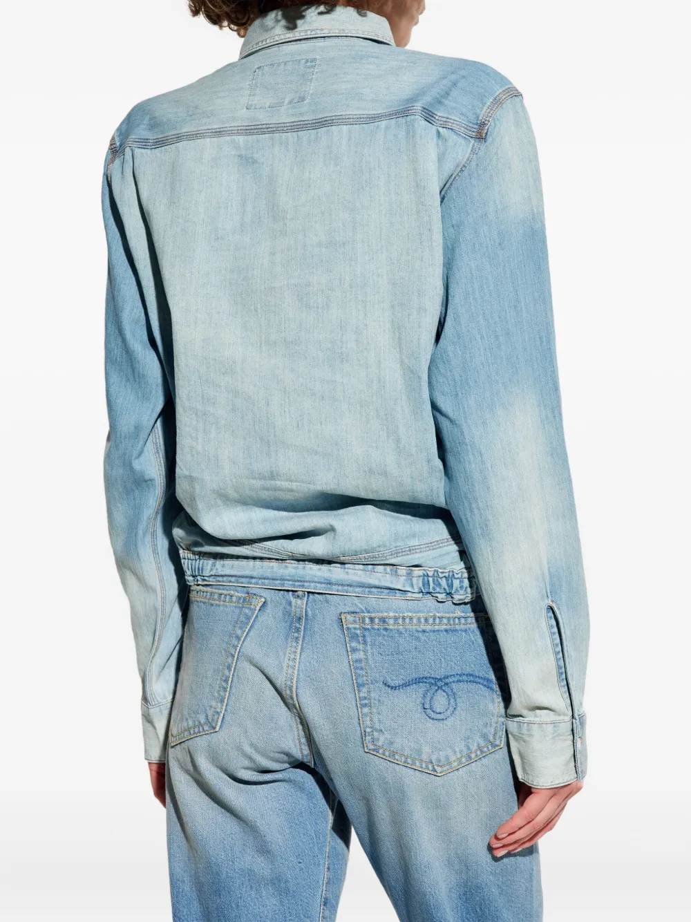R13 Denim blouse met dubbele zak Blauw