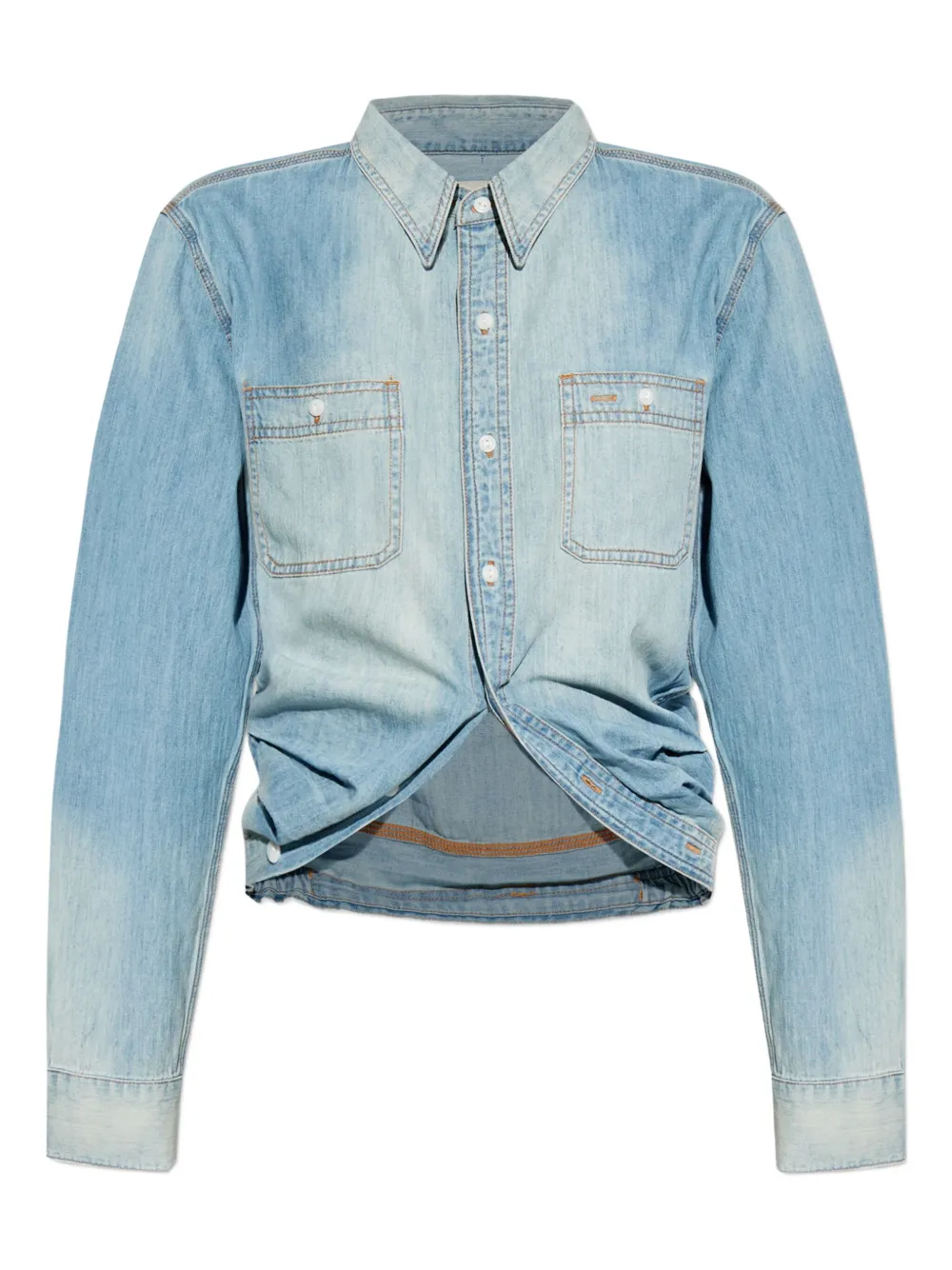 R13 Denim blouse met dubbele zak Blauw