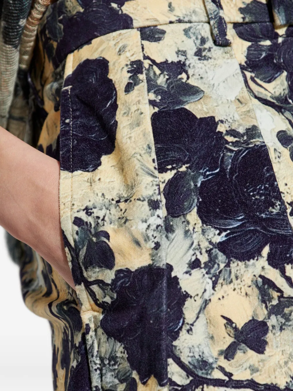R13 Plooibroek met bloemenprint Blauw