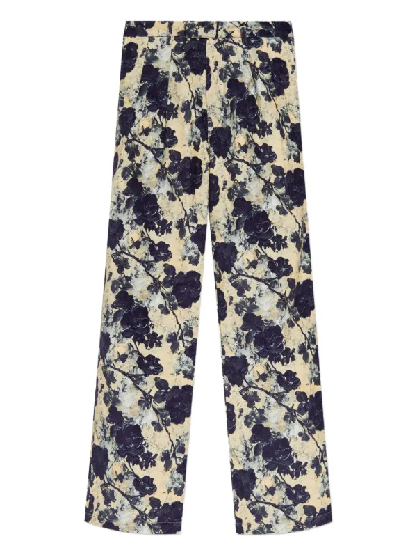 R13 Floral-print Pleated Trousers in Blue