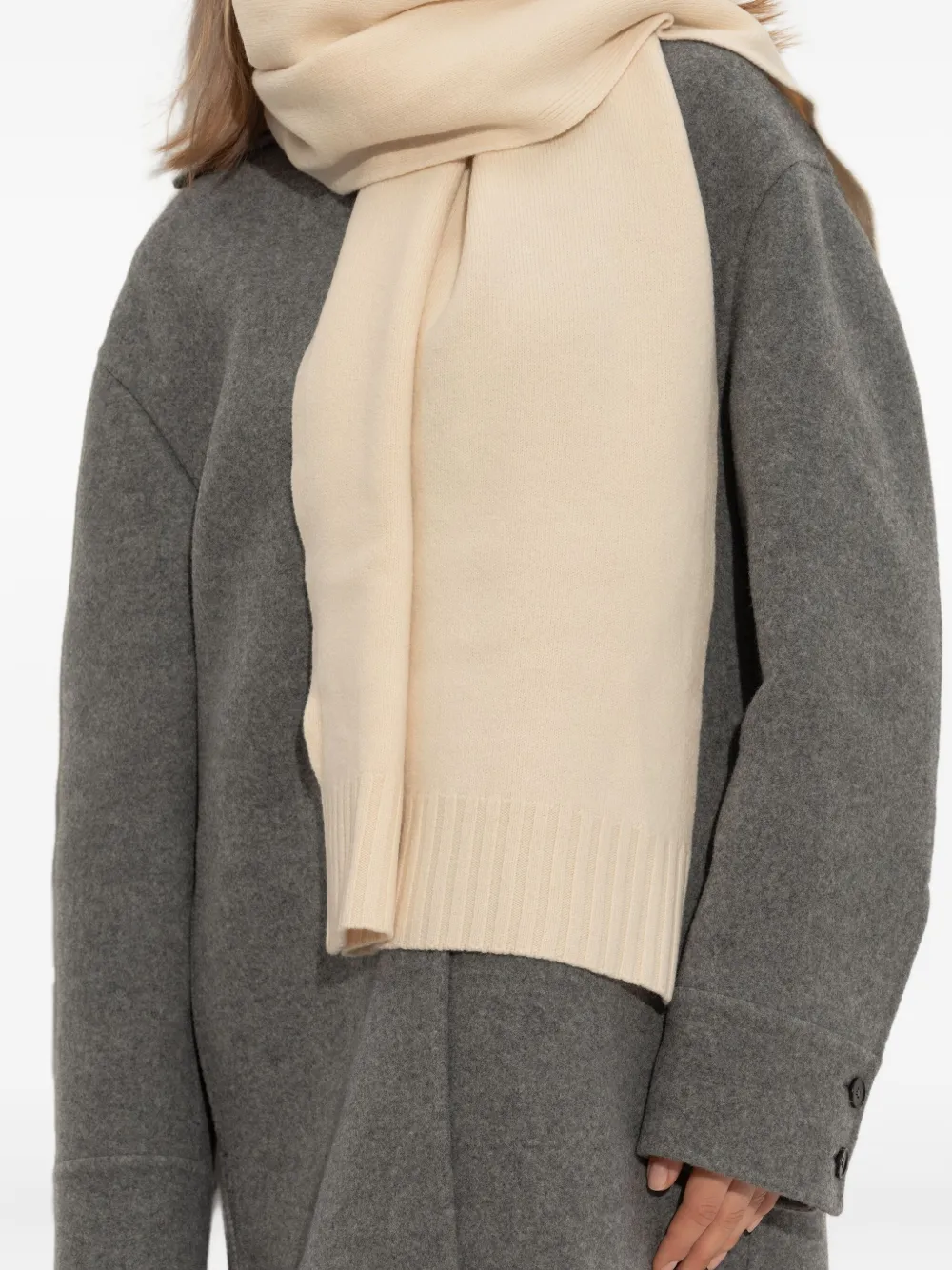 Jil Sander ribbed-knit wool scarf Beige