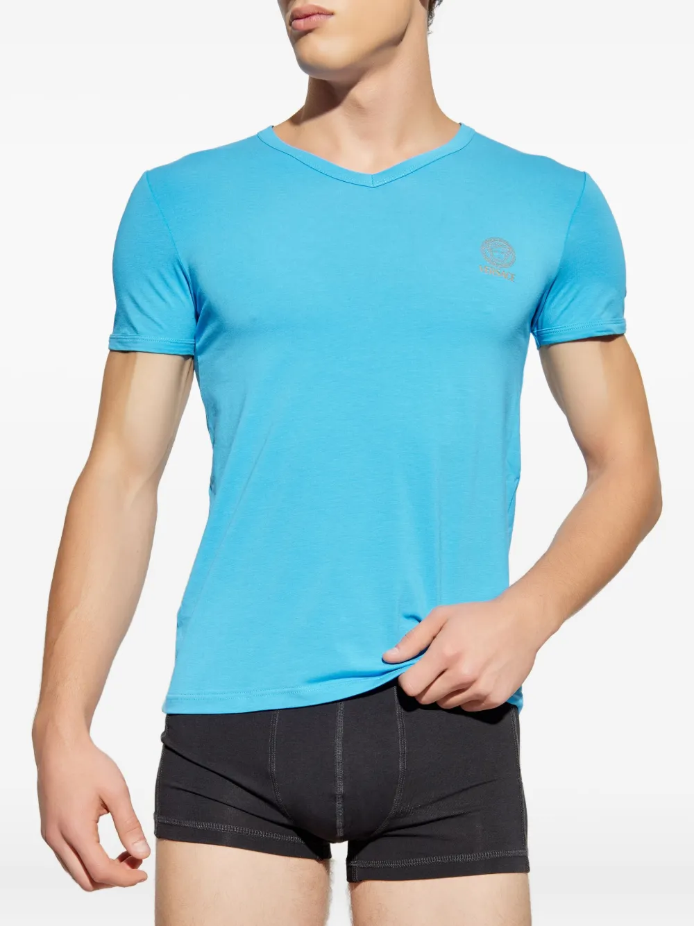 Versace v-neck logo.print t-shirt Blauw