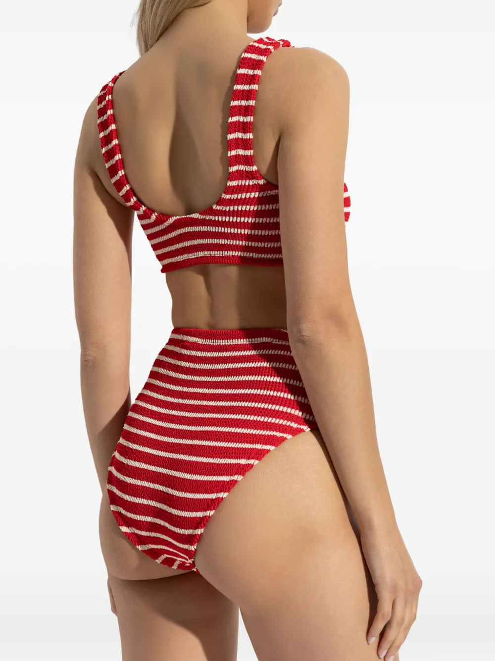 Hunza G Nadine gekreukte gestreepte bikini Rood