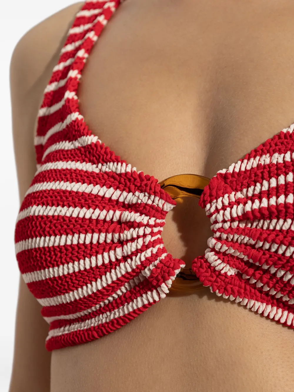 Hunza G Nadine gekreukte gestreepte bikini Rood