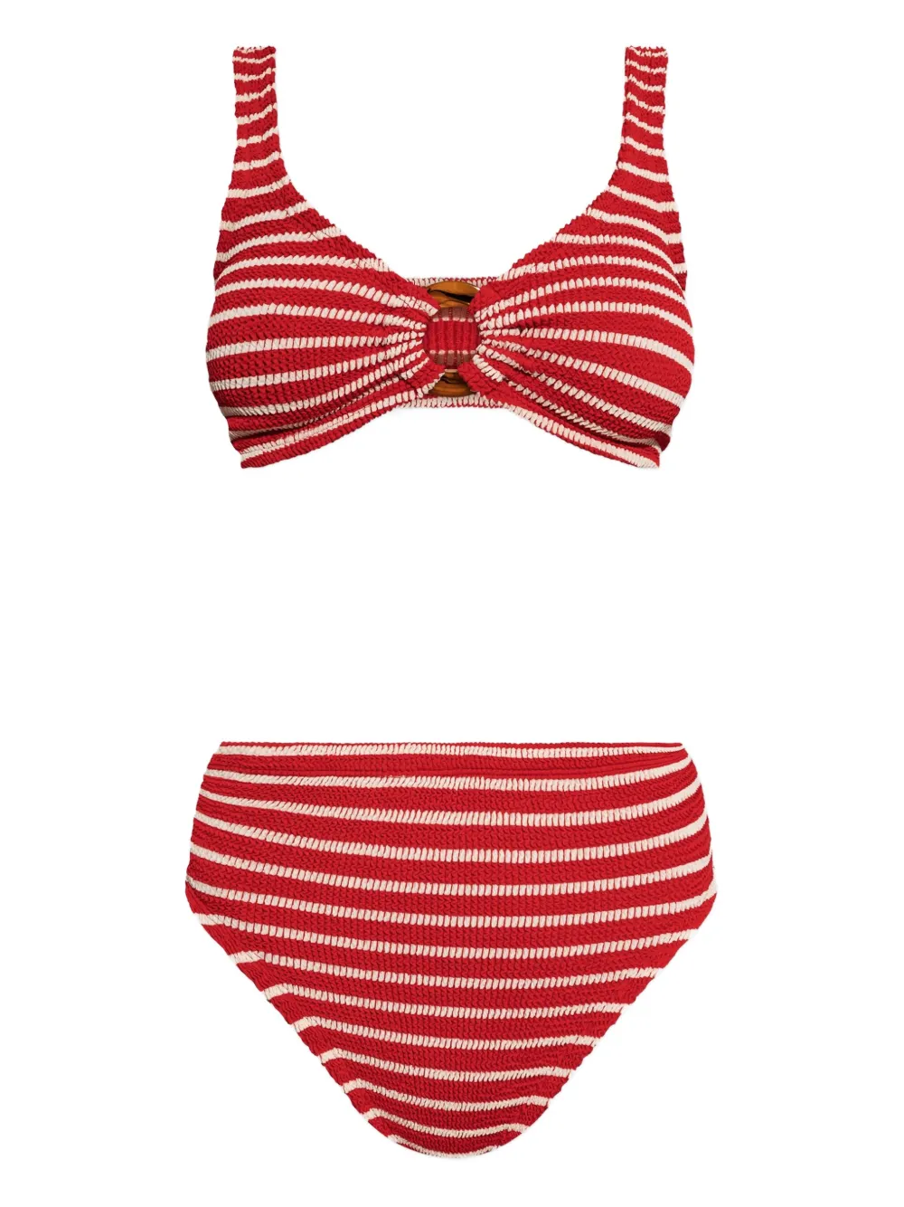 Hunza G Nadine gekreukte gestreepte bikini Rood