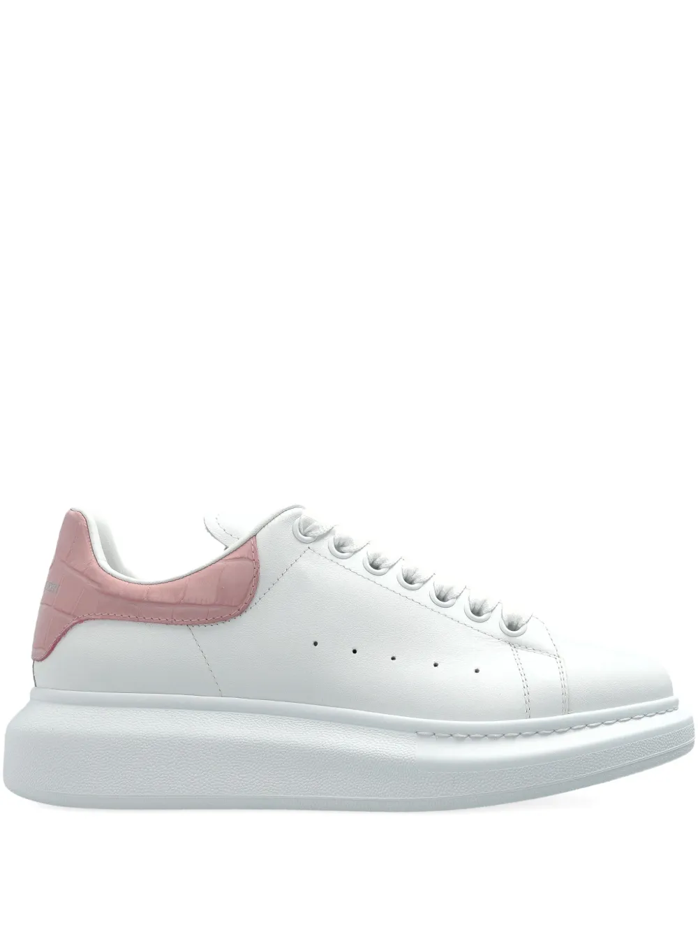 Alexander McQueen leather crocodile-effect heel sneakers White