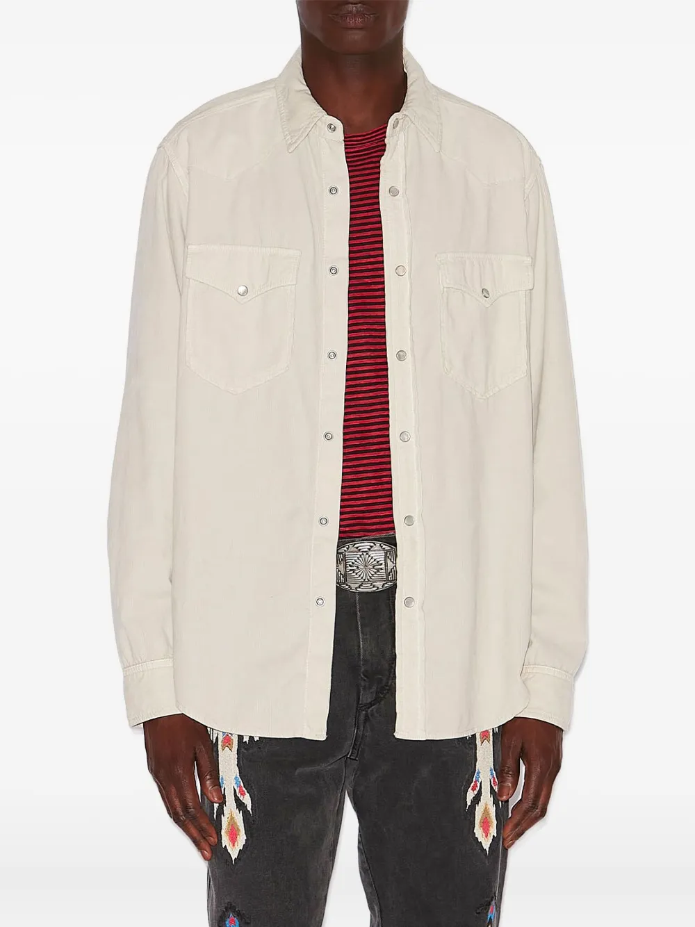 MARANT Vasco ribfluwelen overhemd met lange mouwen - Beige