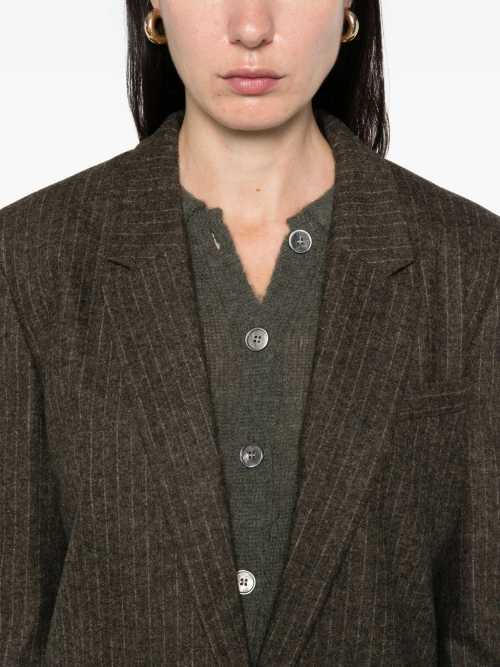 ISABEL MARANT Blazer met krijtstreep en enkele rij knopen Bruin