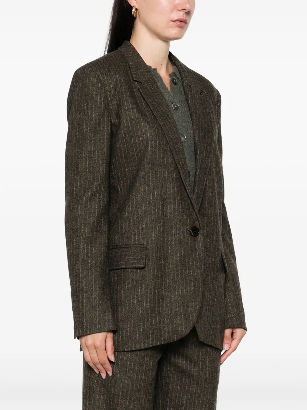 ISABEL MARANT Blazer met krijtstreep en enkele rij knopen Bruin