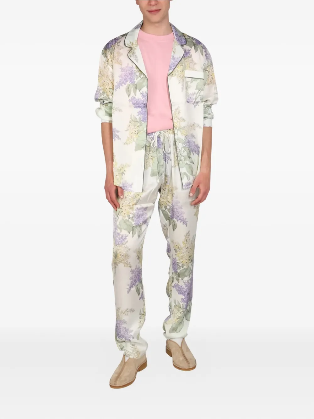 MOUTY floral-print straight-leg trousers - Beige