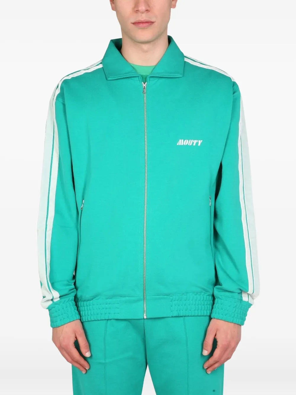 MOUTY stripe-detail  zip-up sweatshirt | verde | Image 1