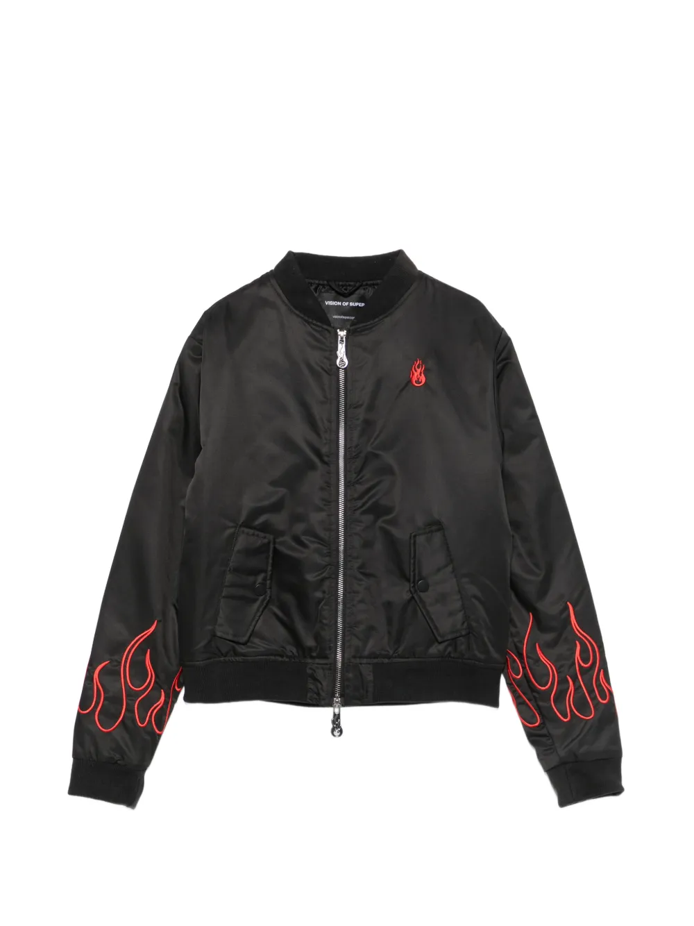 Vision Of Super Kids flame-embroidered bomber jacket - Black