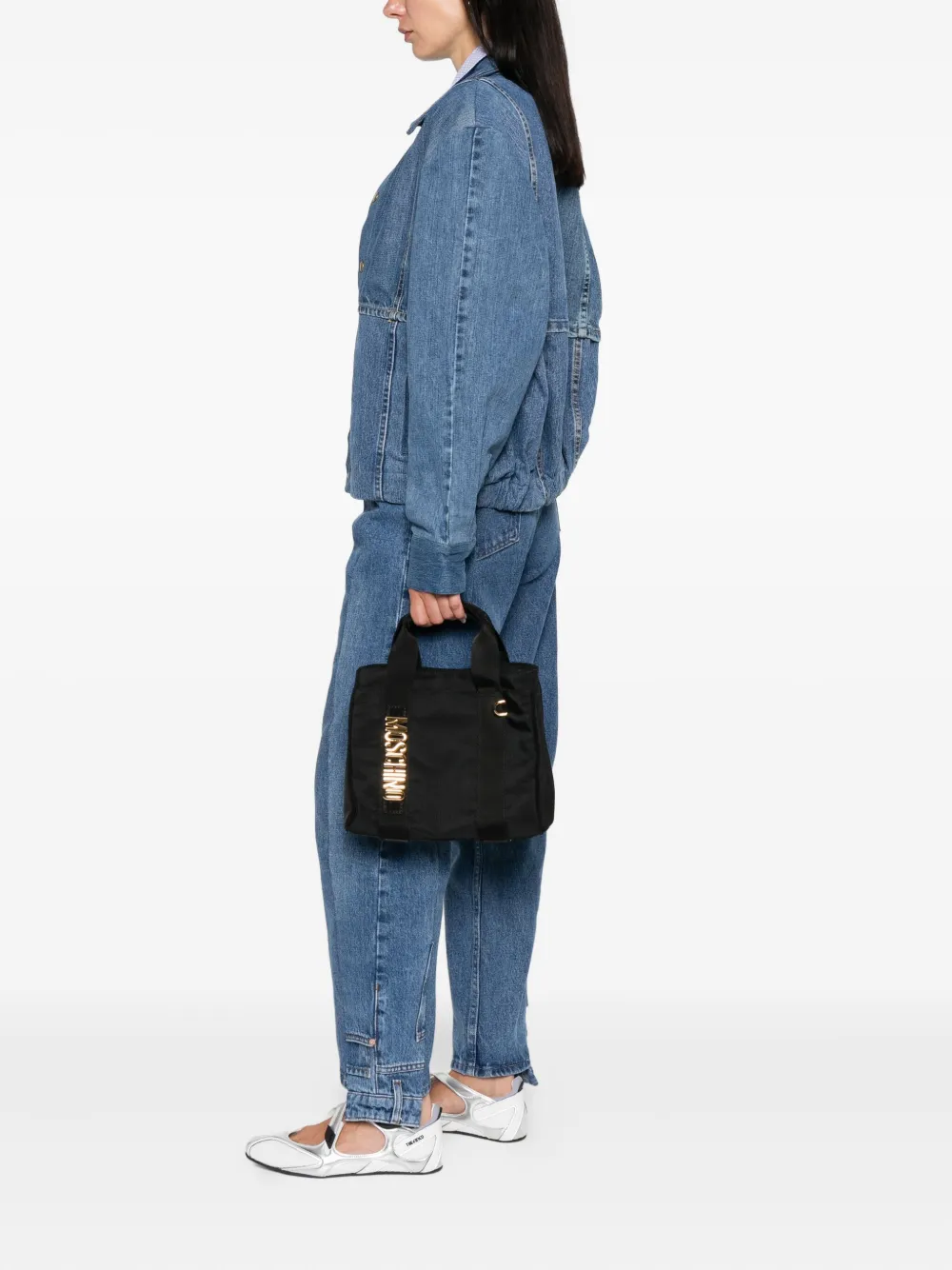 Moschino Shopper met logoplakkaat Zwart