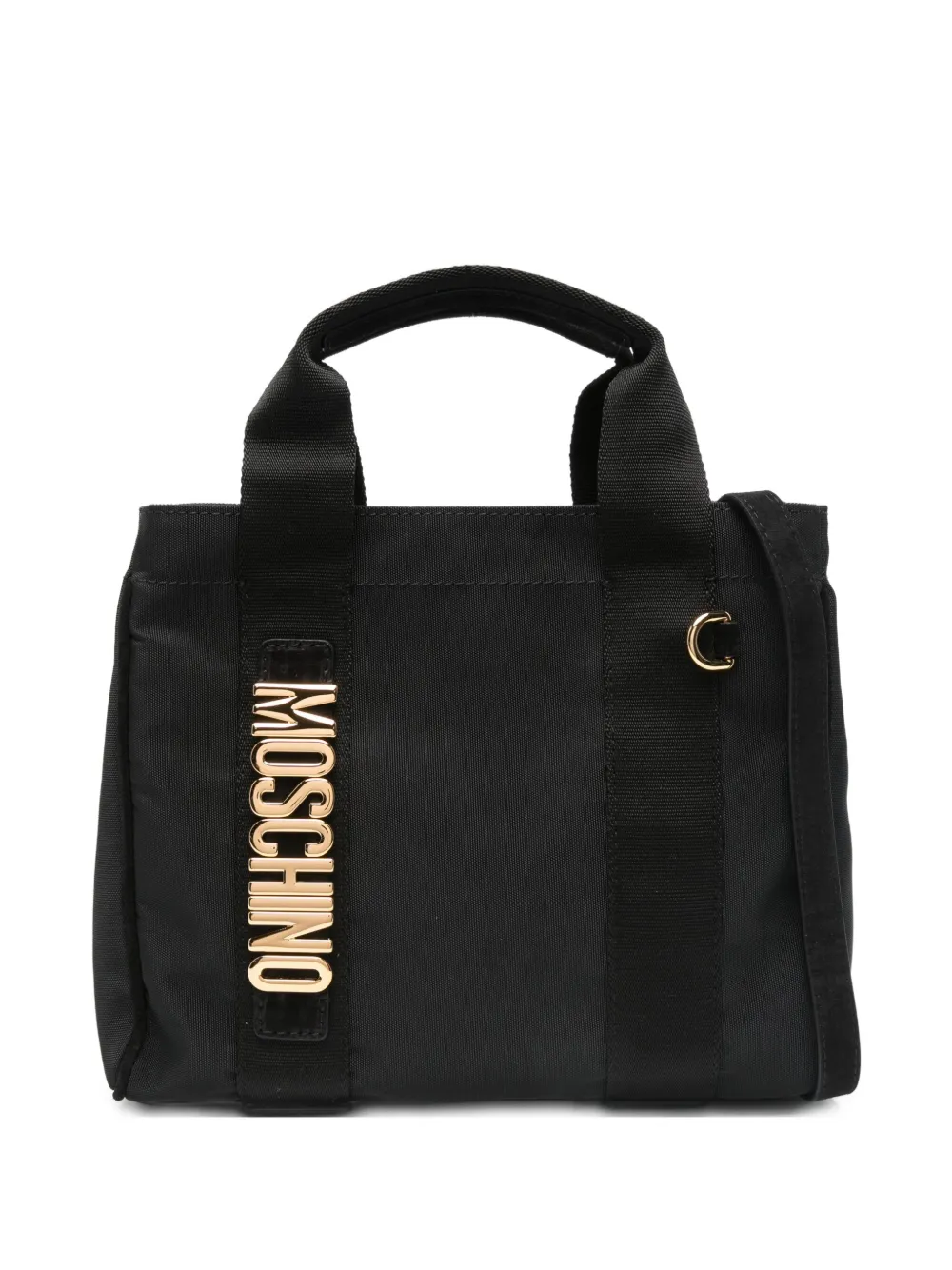 Moschino Borsa tote piccola con placca logo - Nero
