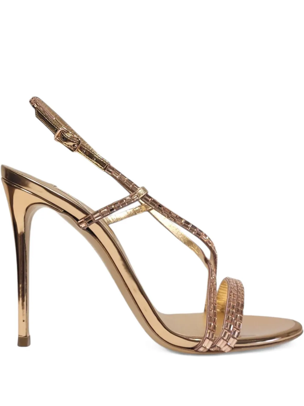 Casadei 100mm crystal-embellished slingback sandals Gold